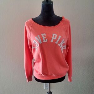 PINK Victoria's Secret Coral Oversized Off The Shoulder Sweater Y2K Size XS